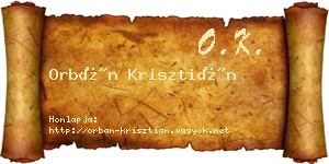 Orbán Krisztián névjegykártya